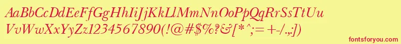 Шрифт BaskervilleLightItalic – красные шрифты на жёлтом фоне