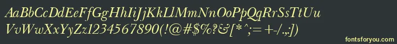 BaskervilleLightItalic Font – Yellow Fonts on Black Background