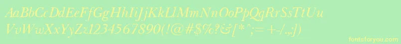 BaskervilleLightItalic Font – Yellow Fonts on Green Background