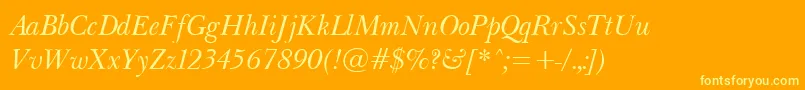 BaskervilleLightItalic Font – Yellow Fonts on Orange Background