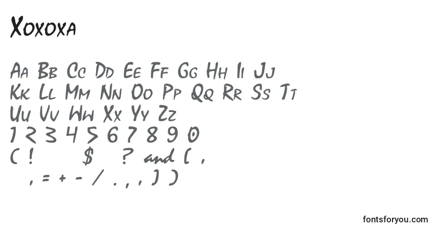 Schriftart Xoxoxa – Alphabet, Zahlen, spezielle Symbole