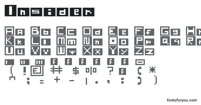 characters of insider font, letter of insider font, alphabet of  insider font