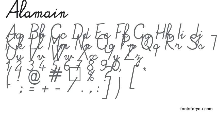 Шрифт Alamain – алфавит, цифры, специальные символы