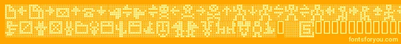 TpfDisplaySymbol-Schriftart – Gelbe Schriften auf orangefarbenem Hintergrund