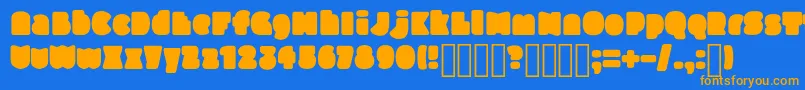 SlukoniFat-Schriftart – Orangefarbene Schriften auf blauem Hintergrund