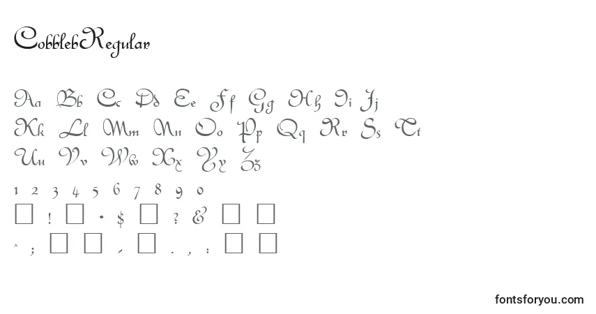 A fonte CobblebRegular – alfabeto, números, caracteres especiais