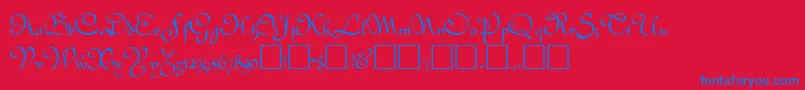CobblebRegular-Schriftart – Blaue Schriften auf rotem Hintergrund