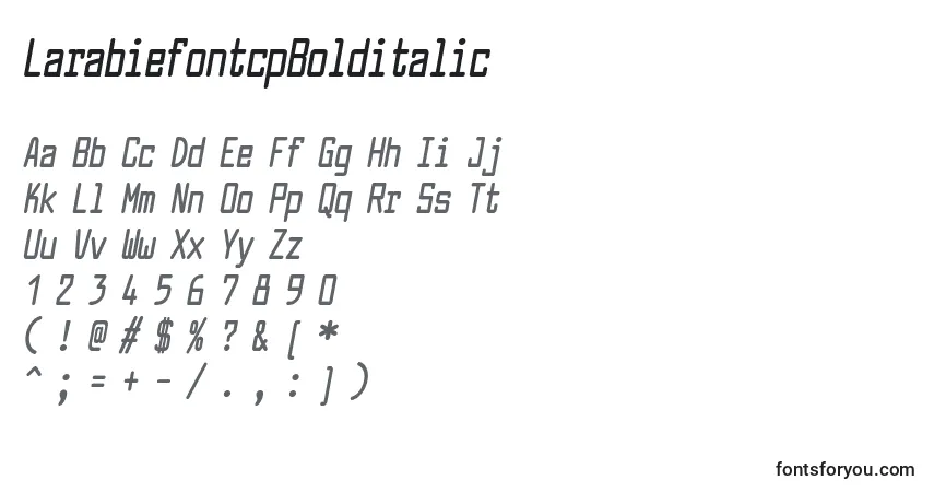 A fonte LarabiefontcpBolditalic – alfabeto, números, caracteres especiais