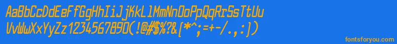 フォントLarabiefontcpBolditalic – オレンジ色の文字が青い背景にあります。