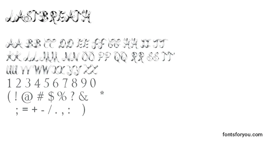 Schriftart LastBreath – Alphabet, Zahlen, spezielle Symbole