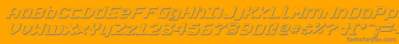 RealpolitikShadowItalic-Schriftart – Graue Schriften auf orangefarbenem Hintergrund