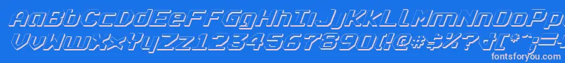 RealpolitikShadowItalic-Schriftart – Rosa Schriften auf blauem Hintergrund