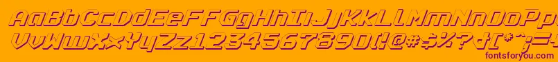 RealpolitikShadowItalic-Schriftart – Violette Schriften auf orangefarbenem Hintergrund