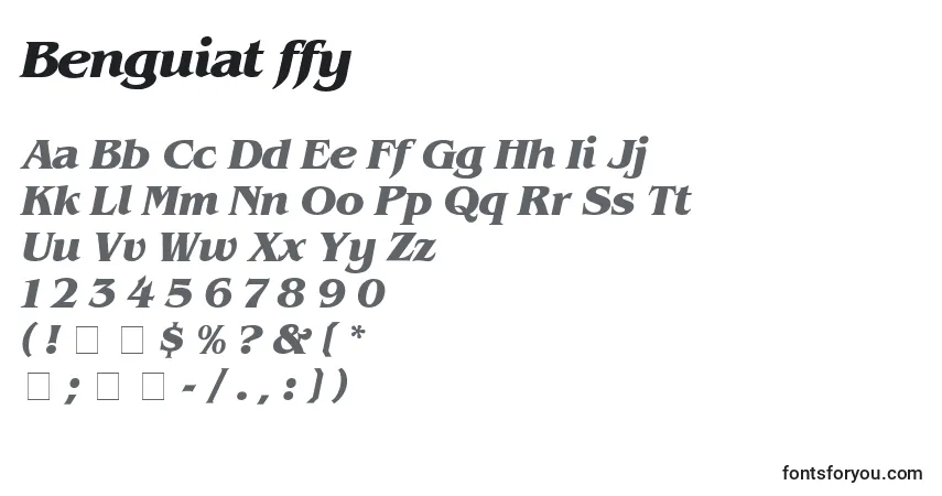 Czcionka Benguiat ffy – alfabet, cyfry, specjalne znaki