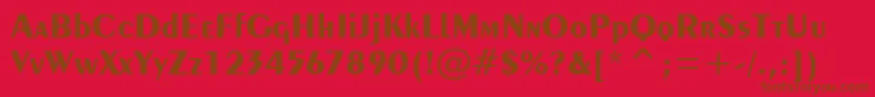 Exotic350BoldTl-Schriftart – Braune Schriften auf rotem Hintergrund