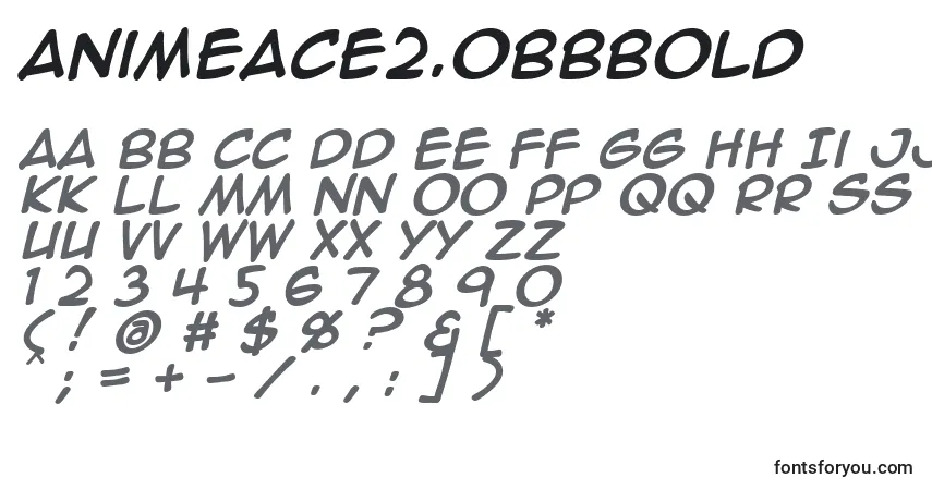 A fonte AnimeAce2.0BbBold – alfabeto, números, caracteres especiais