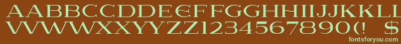 フォントLausanne – 緑色の文字が茶色の背景にあります。