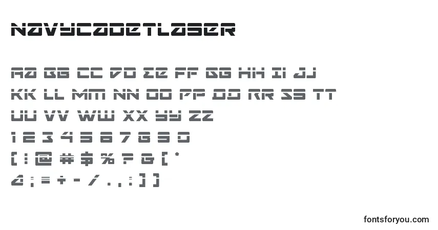 A fonte Navycadetlaser – alfabeto, números, caracteres especiais