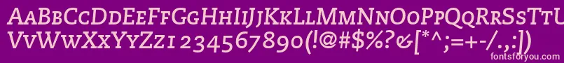 PmnCaecilia76BoldItalicSmallCapsOldstyleFigures Font – Pink Fonts on Purple Background