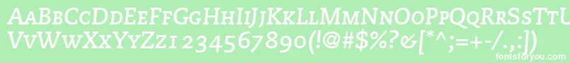 PmnCaecilia76BoldItalicSmallCapsOldstyleFigures Font – White Fonts on Green Background