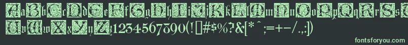 フォントLombardinaInitialTwo – 黒い背景に緑の文字