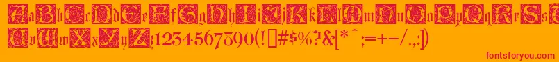 フォントLombardinaInitialTwo – オレンジの背景に赤い文字