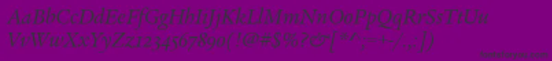 LegacySerifOsItcTtBookita-Schriftart – Schwarze Schriften auf violettem Hintergrund