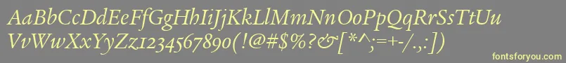 LegacySerifOsItcTtBookita Font – Yellow Fonts on Gray Background