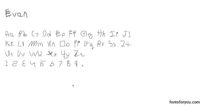 Шрифт Evan – алфавит, цифры, специальные символы