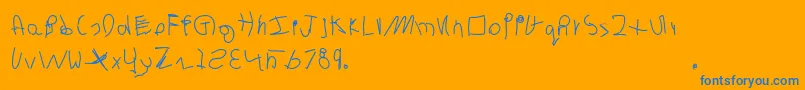 Evan-Schriftart – Blaue Schriften auf orangefarbenem Hintergrund