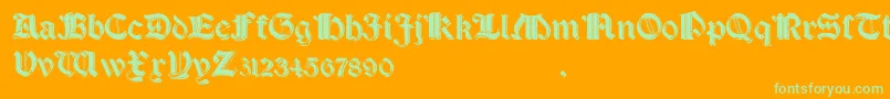 SalterioShadow-fontti – vihreät fontit oranssilla taustalla
