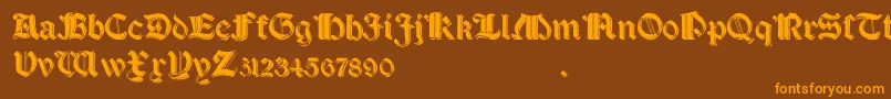 SalterioShadow-Schriftart – Orangefarbene Schriften auf braunem Hintergrund