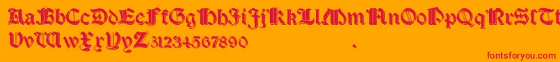 SalterioShadow-Schriftart – Rote Schriften auf orangefarbenem Hintergrund