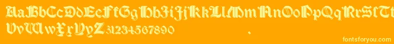 SalterioShadow-Schriftart – Gelbe Schriften auf orangefarbenem Hintergrund