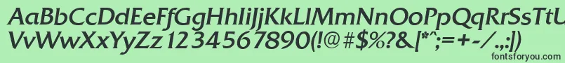 フォントQuadratserialItalic – 緑の背景に黒い文字