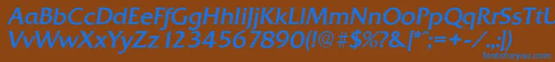 フォントQuadratserialItalic – 茶色の背景に青い文字