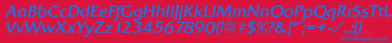 QuadratserialItalic Font – Blue Fonts on Red Background