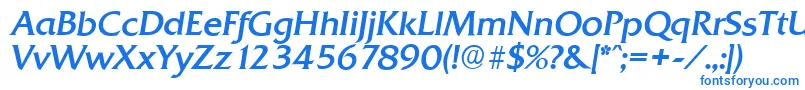 フォントQuadratserialItalic – 白い背景に青い文字