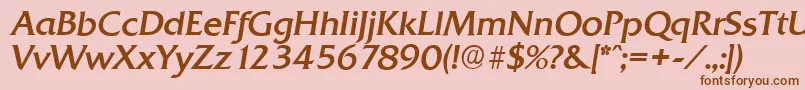 Fonte QuadratserialItalic – fontes marrons em um fundo rosa