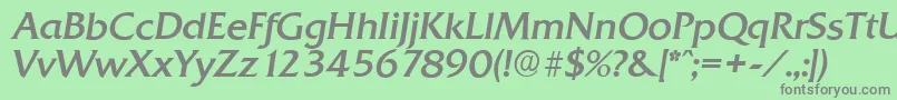 フォントQuadratserialItalic – 緑の背景に灰色の文字