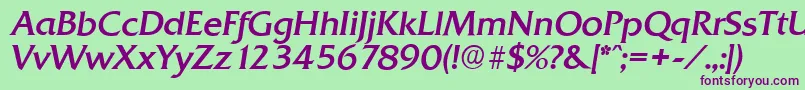 フォントQuadratserialItalic – 緑の背景に紫のフォント