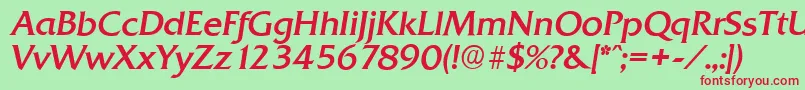 QuadratserialItalic Font – Red Fonts on Green Background