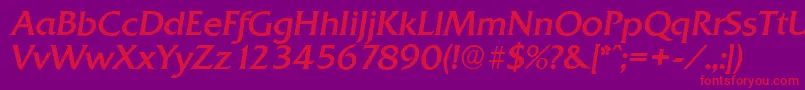 QuadratserialItalic Font – Red Fonts on Purple Background