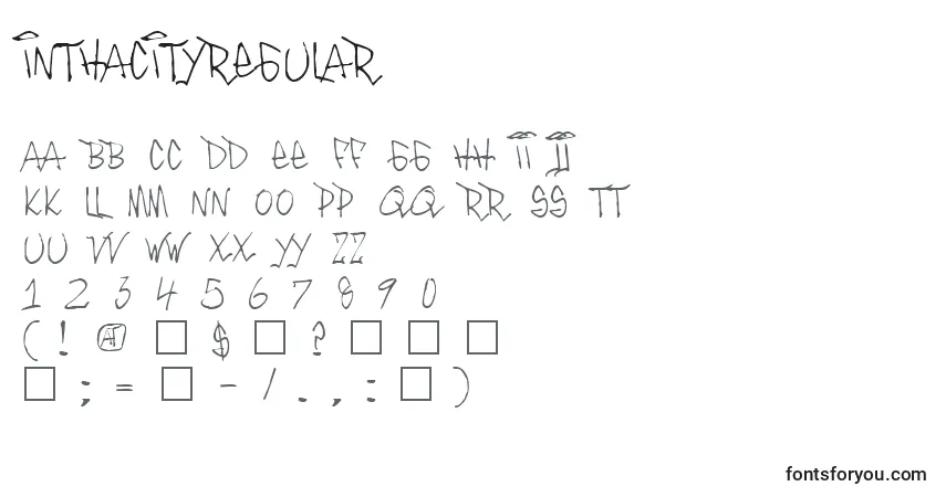 A fonte InthacityRegular – alfabeto, números, caracteres especiais