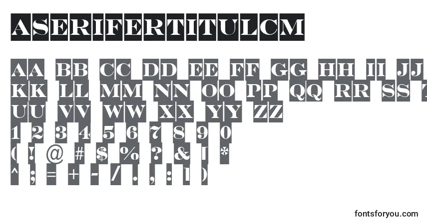A fonte ASerifertitulcm – alfabeto, números, caracteres especiais