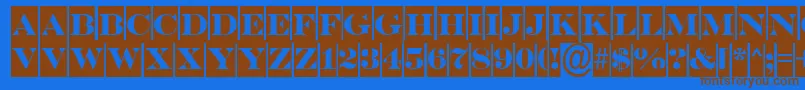 フォントASerifertitulcm – 茶色の文字が青い背景にあります。