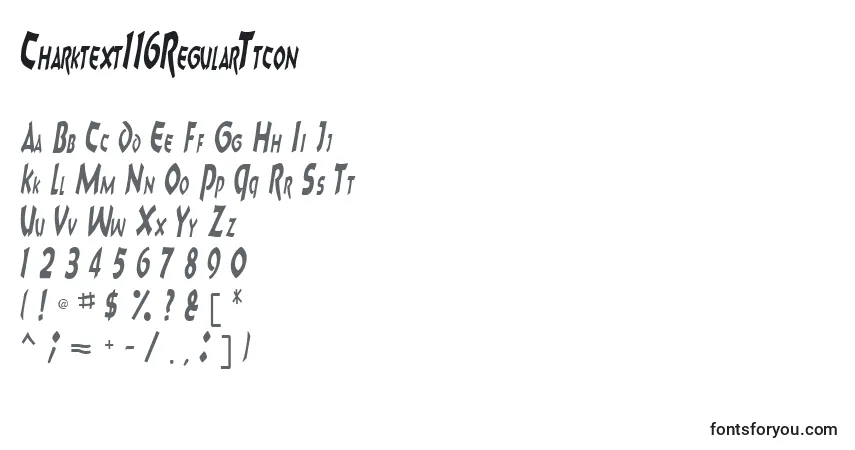 Czcionka Charktext116RegularTtcon – alfabet, cyfry, specjalne znaki