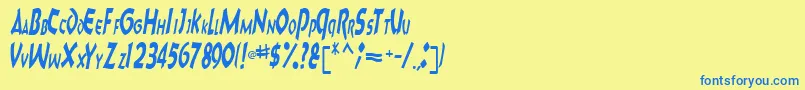 フォントCharktext116RegularTtcon – 青い文字が黄色の背景にあります。