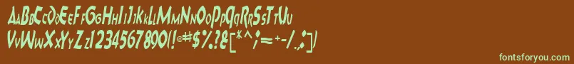 フォントCharktext116RegularTtcon – 緑色の文字が茶色の背景にあります。