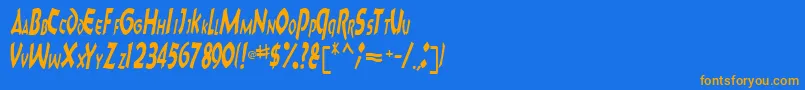 Charktext116RegularTtcon-Schriftart – Orangefarbene Schriften auf blauem Hintergrund